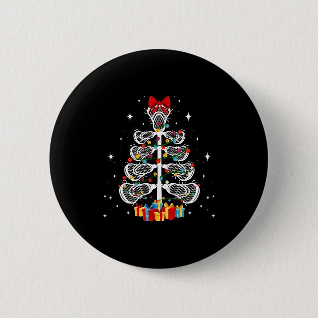 Lacrosse Player Xmas Gift Lacrosse Christmas Tree  Button (Vorderseite)