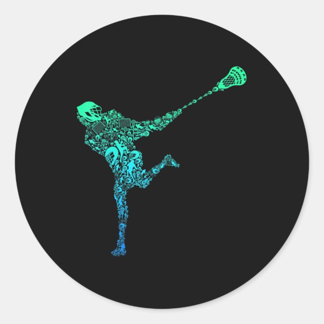 Lacrosse Player Youth Men Kids Boys Runder Aufkleber (Vorderseite)