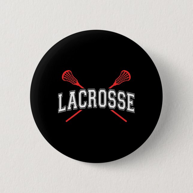 Lacrosse Red Crossed Sticks für Jugendliche oder E Button (Vorderseite)