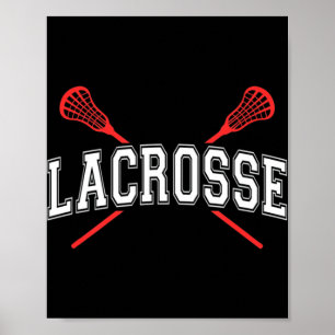Lacrosse Red Crossed Sticks für Jugendliche oder E Poster