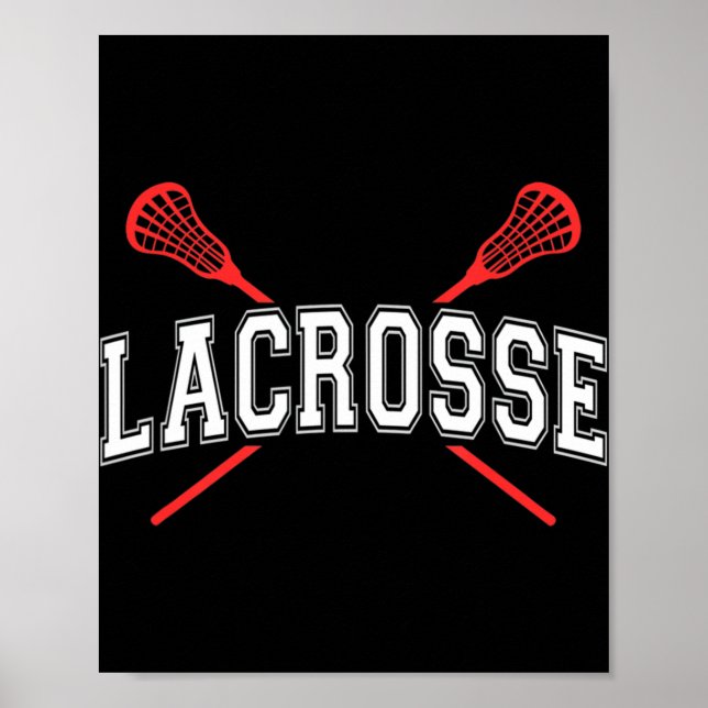 Lacrosse Red Crossed Sticks für Jugendliche oder E Poster (Vorne)
