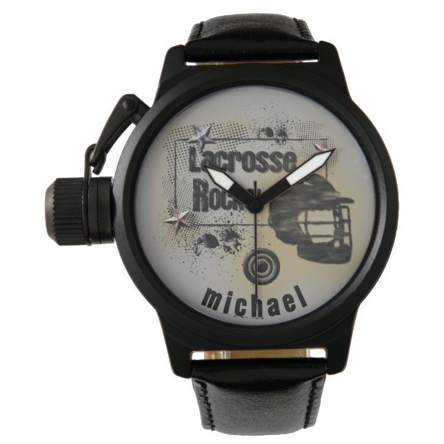 Lacrosse Rocks! Personalisiert Armbanduhr (Vorderseite)