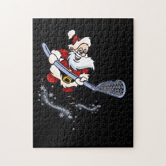 Lacrosse Santa Christmas Cool Lax Sport Ugly X-Mas Puzzle (Vertikal)