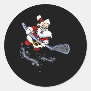 Lacrosse Santa Christmas Cool Lax Sport Ugly X-Mas Runder Aufkleber