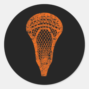 Lacrosse-Schläger Vintage Orange Teamfarbe Lax T-S Runder Aufkleber