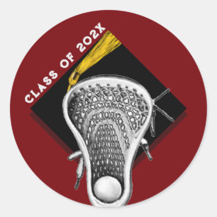 Lacrosse Seniors Maroon Classic Round Sticker