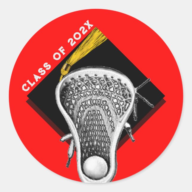 Lacrosse Seniors Red Classic Round Sticker (Vorderseite)