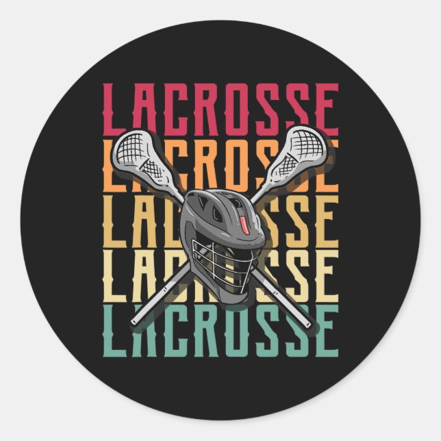 Lacrosse Shirts Menne Lacrosse Player Lax Stick Runder Aufkleber (Vorderseite)