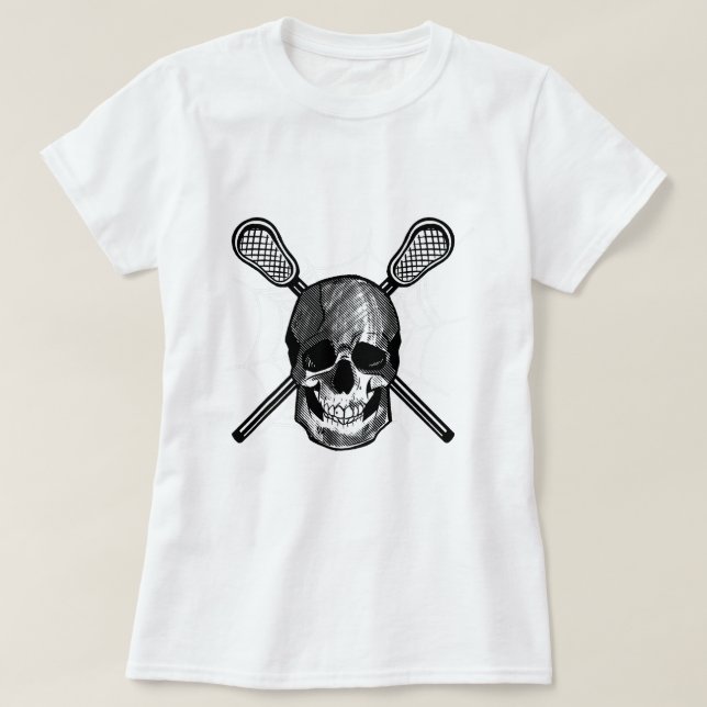 Lacrosse Skull Lazy Halloween Kostüm Skeleton Cro T-Shirt (Design vorne)