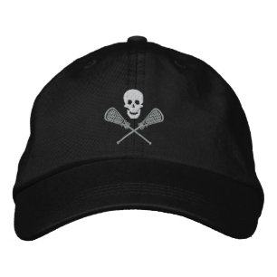Lacrosse Skull und Cross Sticks bestickte Spitze Kappe