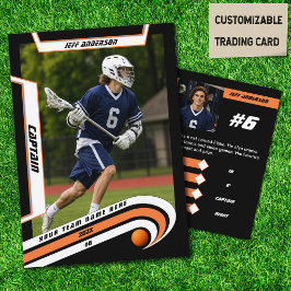 Lacrosse-Spieler-Tauschkarte in lebendigem Orange Telefonnummerkarte