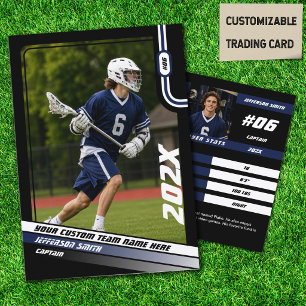 Lacrosse-Spieler-Tauschkarte in Schwarzblau Telefonnummerkarte