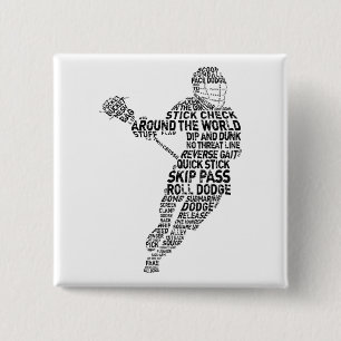 Lacrosse-Spieler-Typografie-Button Button