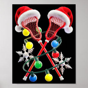 Lacrosse-Spieler Weihnachtslichter Weihnachtsmannm Poster