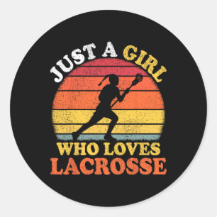 Lacrosse-Spielerin Vintage Nur Ein Mädchen Das Lac Runder Aufkleber