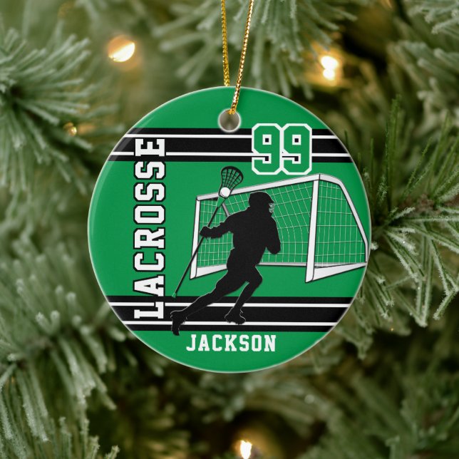Lacrosse 🥍 Sport - Grün Keramik Ornament (Baum)