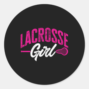 Lacrosse Sport Lacrosse Girl Lax Player Runder Aufkleber