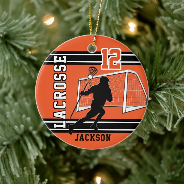 Lacrosse 🥍 Sport - Orange Keramik Ornament (Baum)