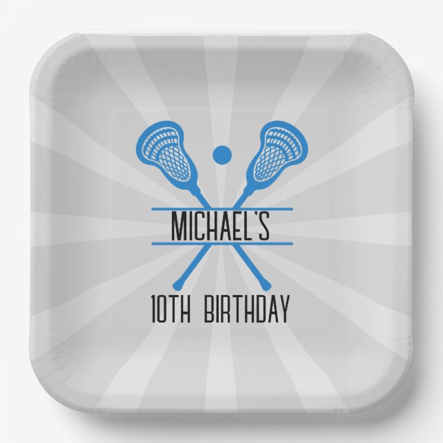 Lacrosse Sports Birthday Pappteller (Vorderseite)