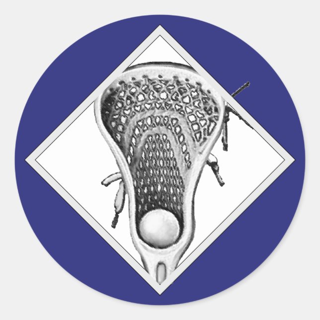 Lacrosse Sports Blue Classic Round Sticker (Vorderseite)