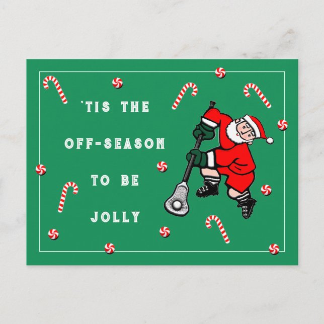 Lacrosse Sports Christmas Feiertagspostkarte (Vorderseite)