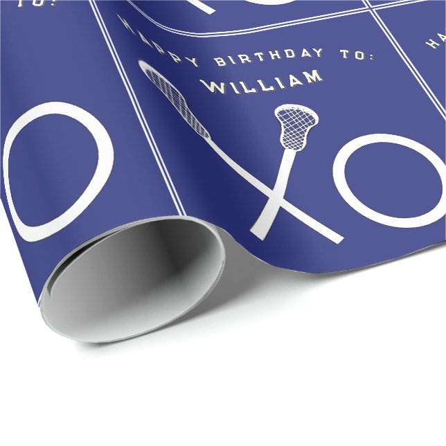Lacrosse Sports Geburtstag Geschenkpapier (Rolleneckpunkt)