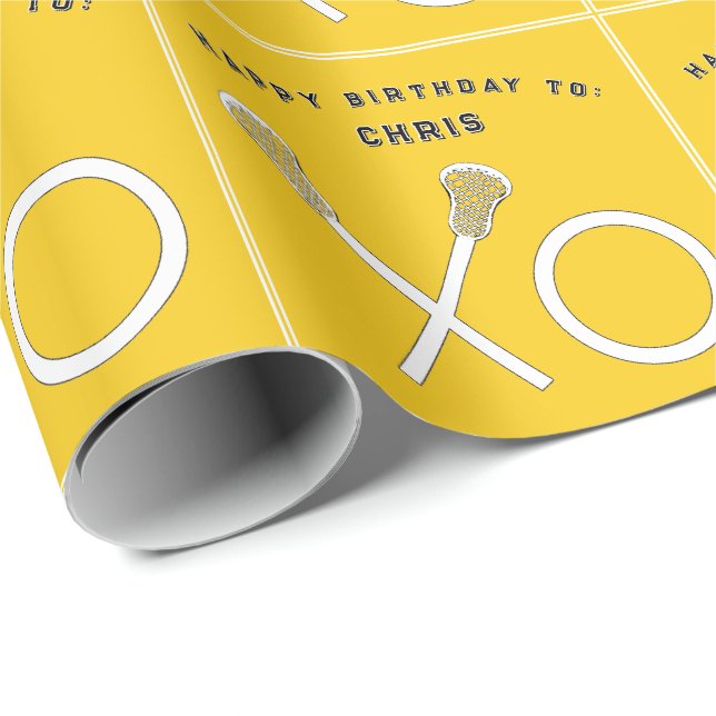 Lacrosse Sports Geburtstag Geschenkpapier (Rolleneckpunkt)