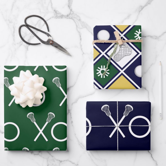 Lacrosse Sports Geschenkpapier Blätter (Vorderseite)