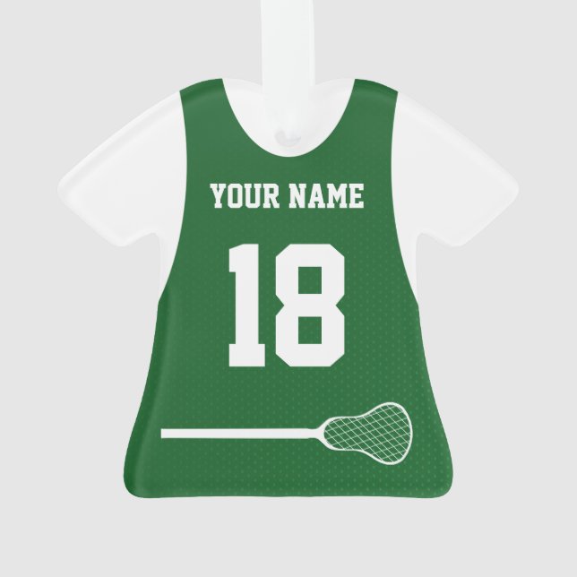 Lacrosse Sports Jersey Green mit Zahlen Ornament (Rückseite)