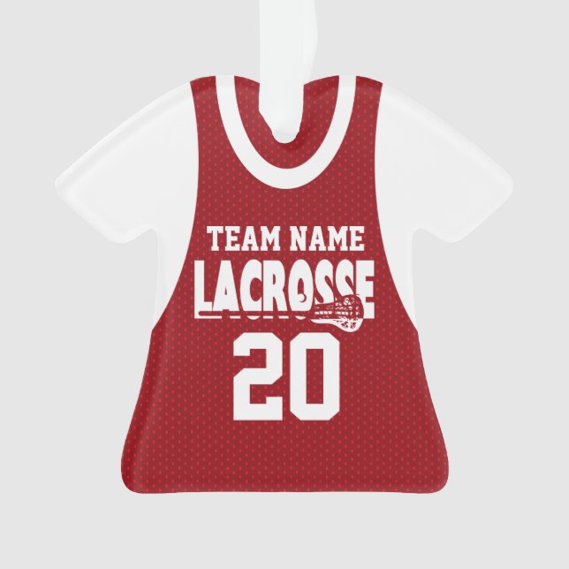 Lacrosse Sports Jersey Red mit Foto Ornament (Vorderseite)