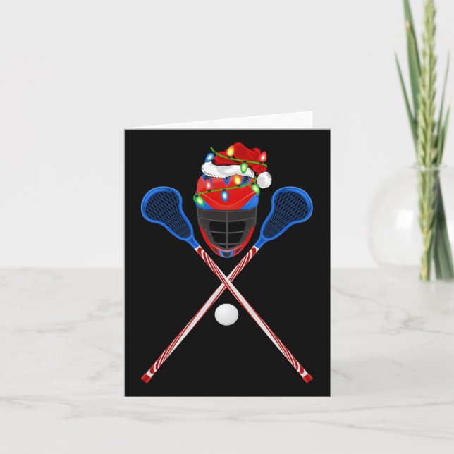 Lacrosse Sports Lover Xmas Weihnachtsmannmütze Lac Karte (Vorderseite)