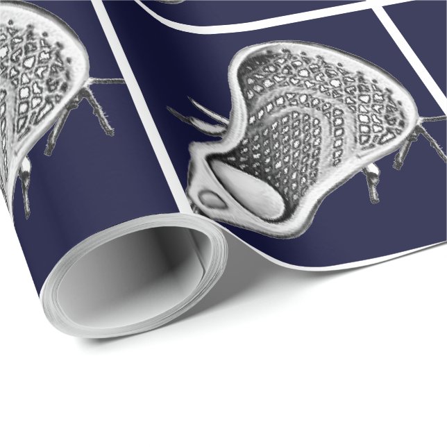 Lacrosse Sports Navy Blue Wrapping Paper Geschenkpapier (Rolleneckpunkt)