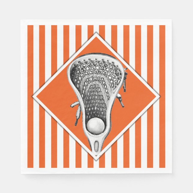Lacrosse Sports Orange Napkins Serviette (Vorderseite)