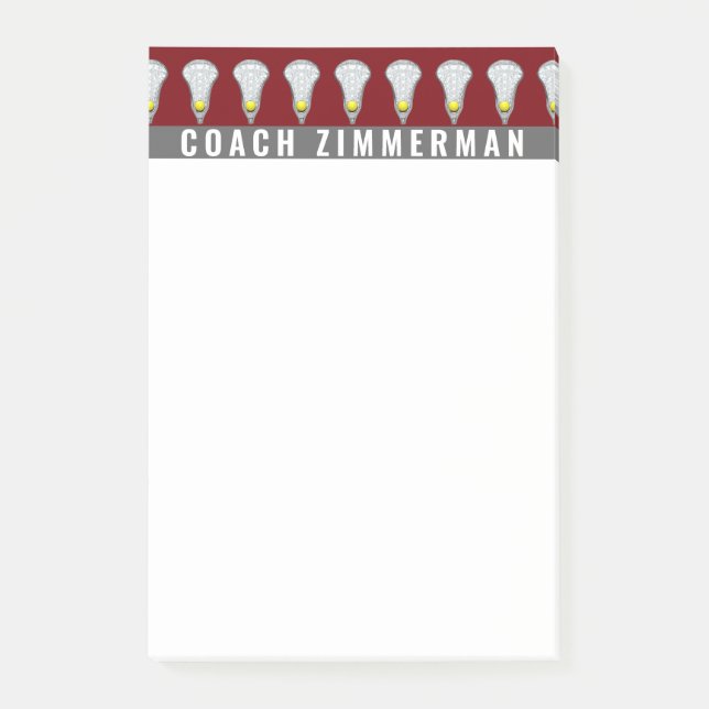 Lacrosse Sports Personalisiert Maroon Post-it Note Klebezettel (Vorderseite)