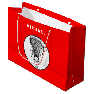 Lacrosse Sports Red Large Gift Bag Große Geschenktüte