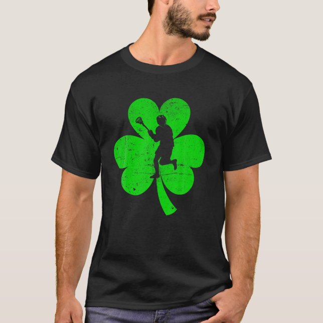 Lacrosse Sports St. Patrick's Day Retro Shamrock I T-Shirt (Vorderseite)