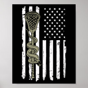 Lacrosse Stick and wütend Snake US-amerikanische F Poster