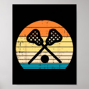 Lacrosse Stick Ball Sunset Retro Lax Spieler Männe Poster