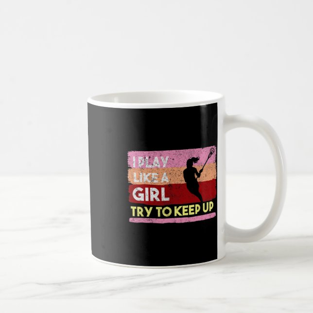 Lacrosse Stick Intercrosse Team Sport Girl Frau K Kaffeetasse (Rechts)