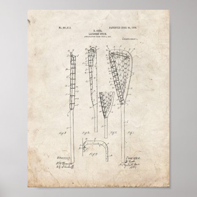 Lacrosse-Stick-Patent - Altes Aussehen Poster (Vorne)