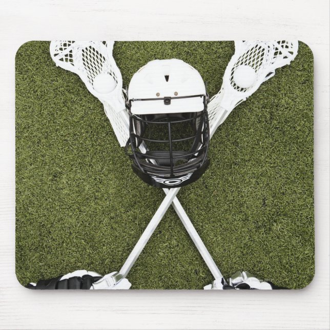 Lacrosse Sticks, Handschuhe, Bälle und Sporthelm Mousepad (Vorne)