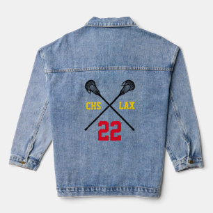 Lacrosse Sticks HS LAX Player Nummer Sportteam Jeansjacke