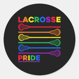 Lacrosse Sticks Lgbtq Rainbow Color Gay Pride Mont Runder Aufkleber