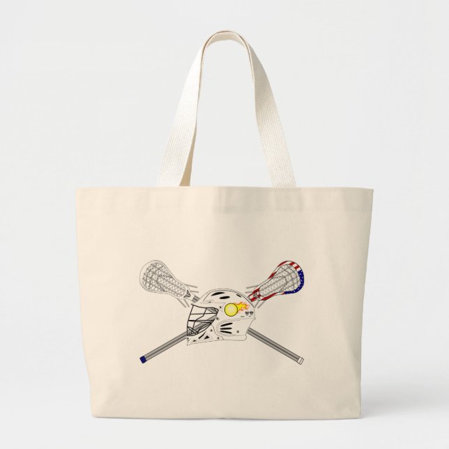 Lacrosse Sticks mit Helm Jumbo Stoffbeutel (Vorne)
