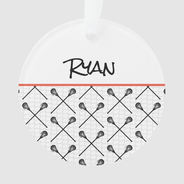 Lacrosse Sticks Muster Name Netz Goal Sport Ball Ornament (Vorderseite)