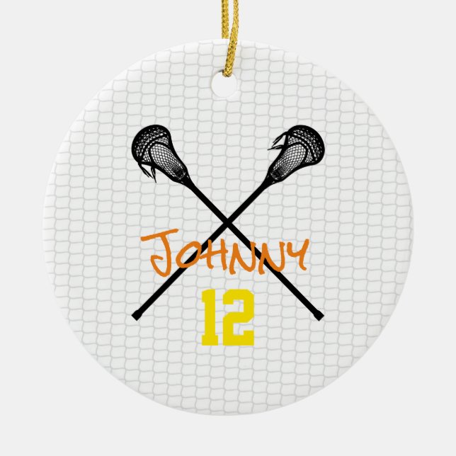 Lacrosse Sticks Netzname Nummer Sportler Keramik Ornament (Vorne)