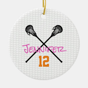 Lacrosse Sticks Netzname Nummer Sportmädchen Keramik Ornament