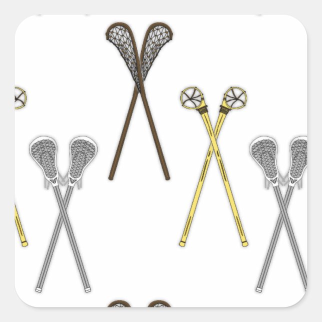 Lacrosse Sticks Quadratischer Aufkleber (Vorderseite)