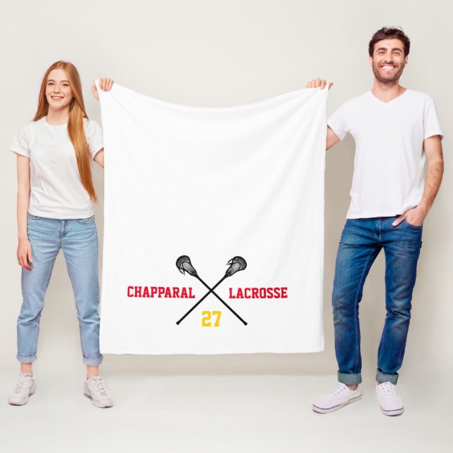 Lacrosse Sticks Team Colors Name Player Number Fleecedecke (Beispiel)