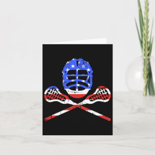 Lacrosse Sticks und Helm mit amerikanischer Flagge Karte